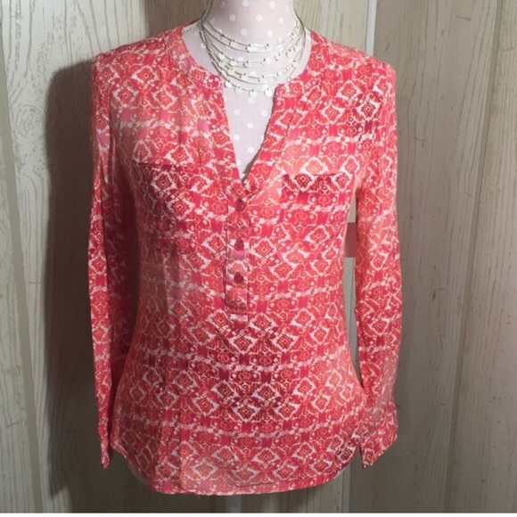 Como Vintage Button Adjustable Sleeve Pink Top S - Picture 2 of 3